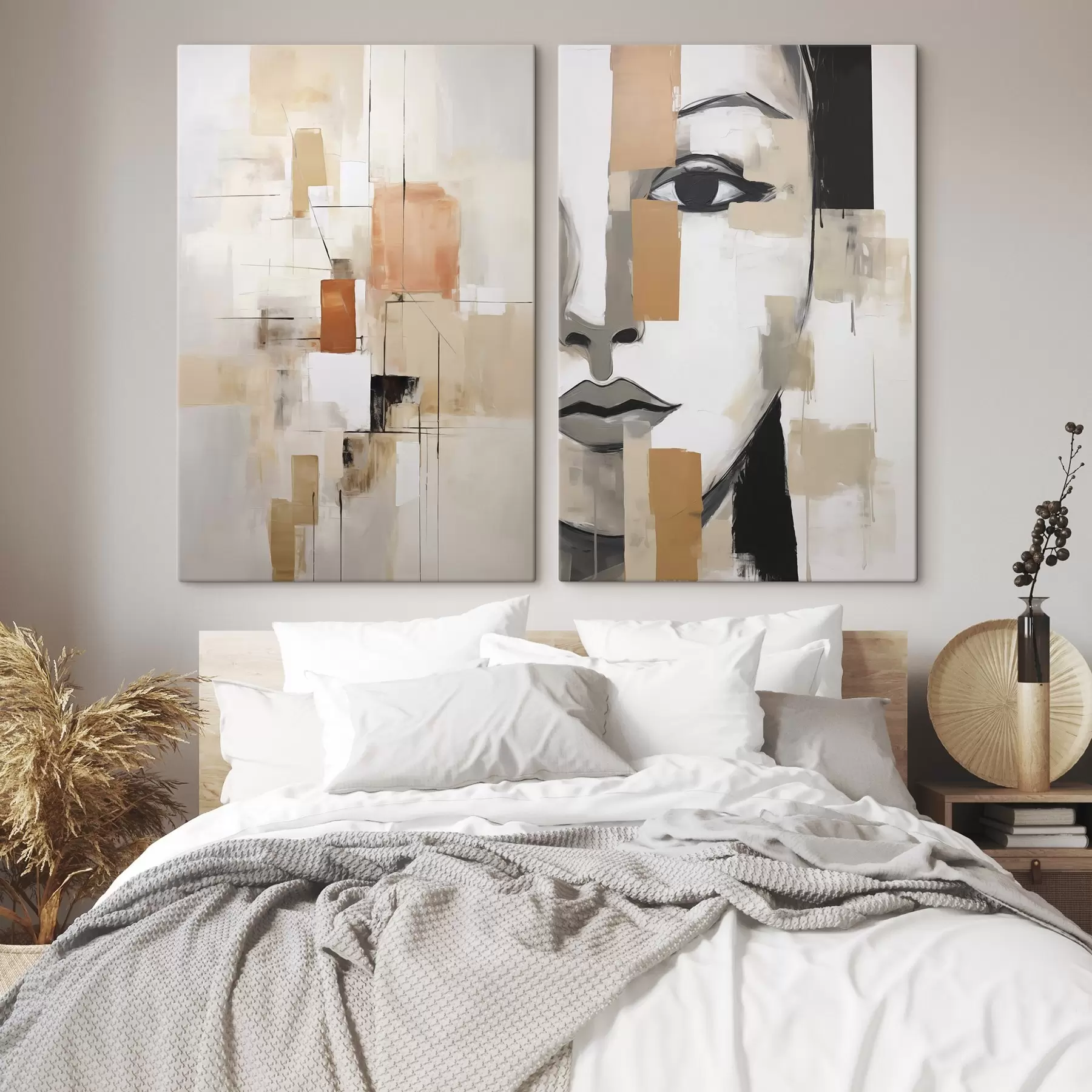 Tablouri Imitare de portret feminin și pictură abstractă m30440