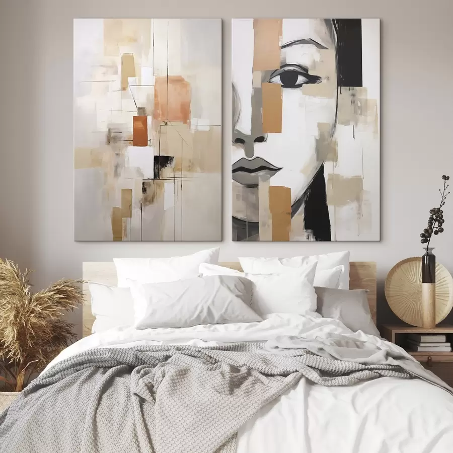 Tablouri Imitare de portret feminin și pictură abstractă m30440