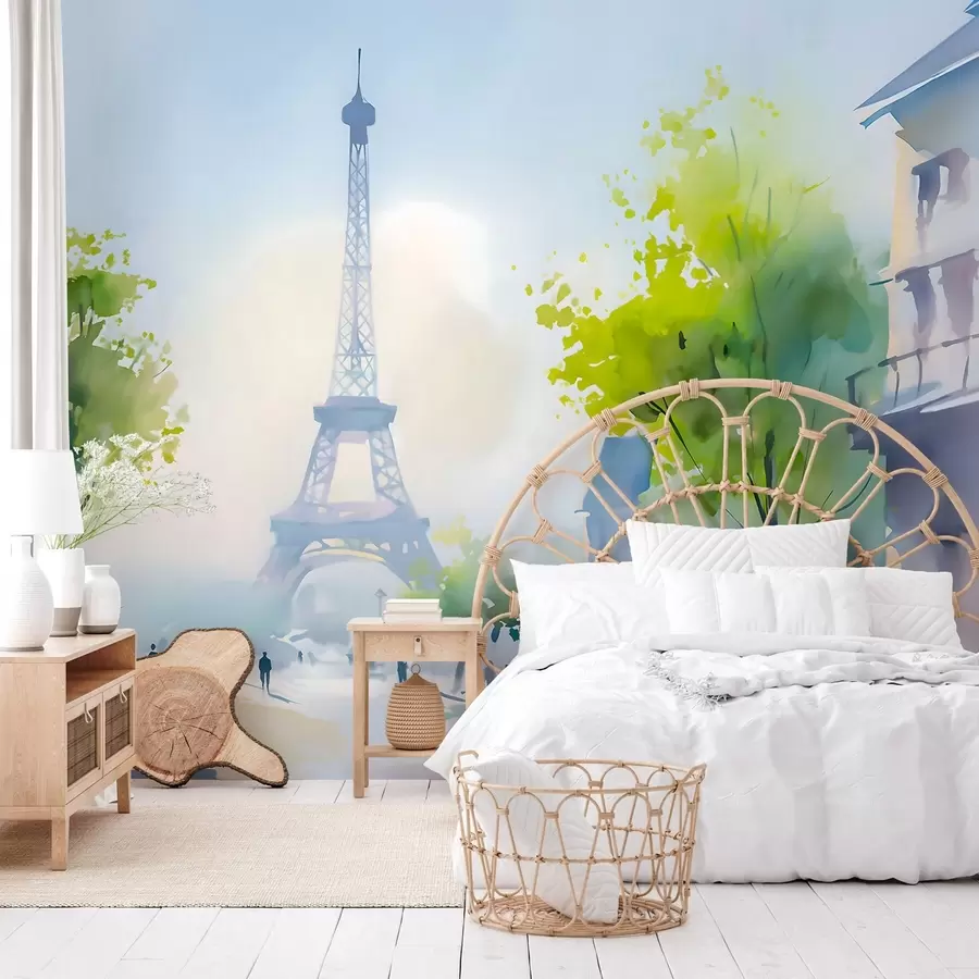fototapet Paris, un peisaj urban în stil acuarelă „à la prima” w05566