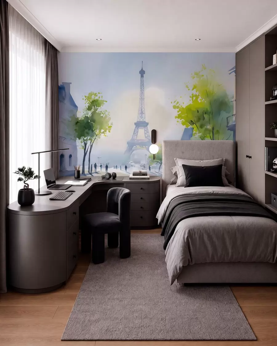 fototapet Paris, un peisaj urban în stil acuarelă „à la prima” w05566