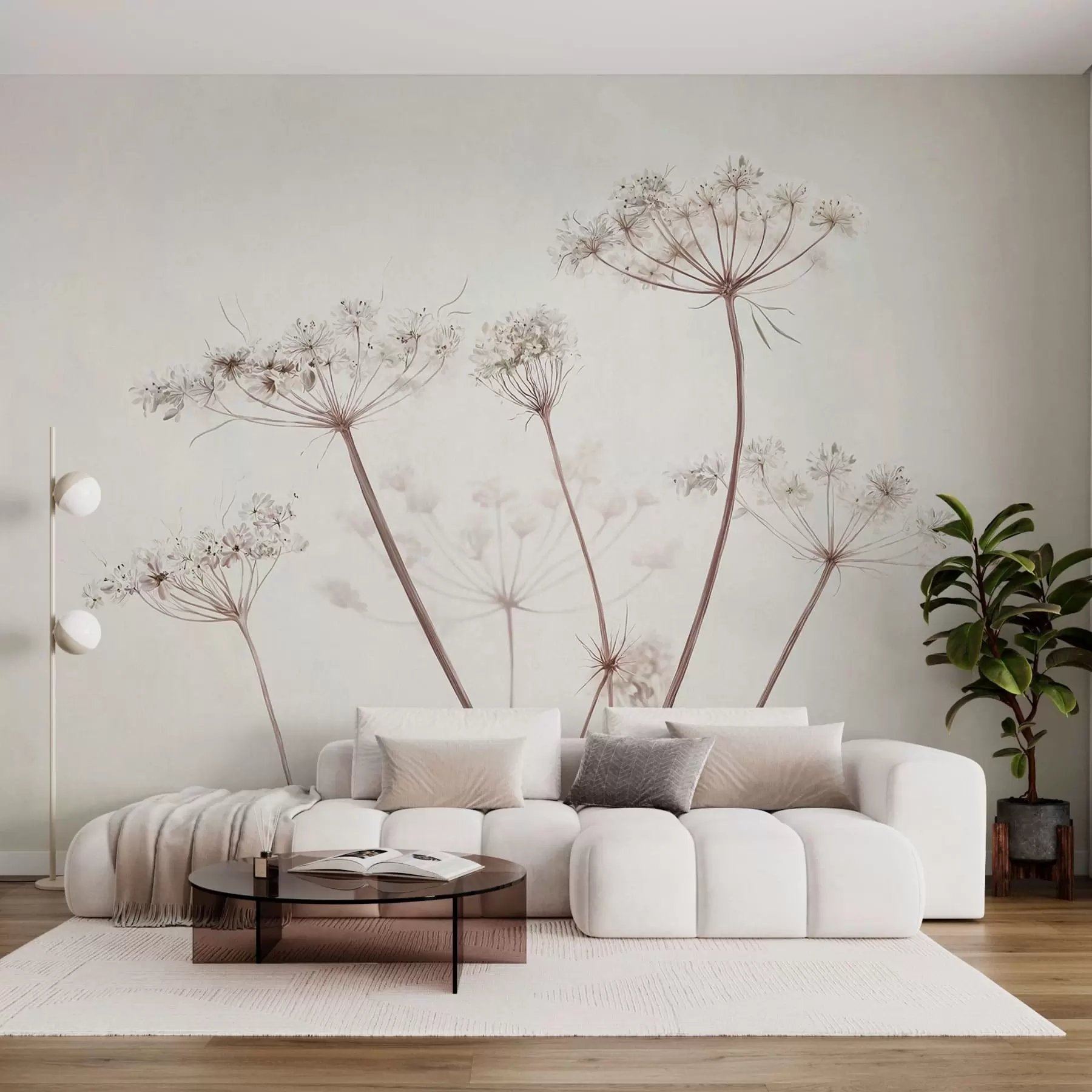 fototapet Umbele uscate pe un fundal minimalist, deschis la culoare w05543