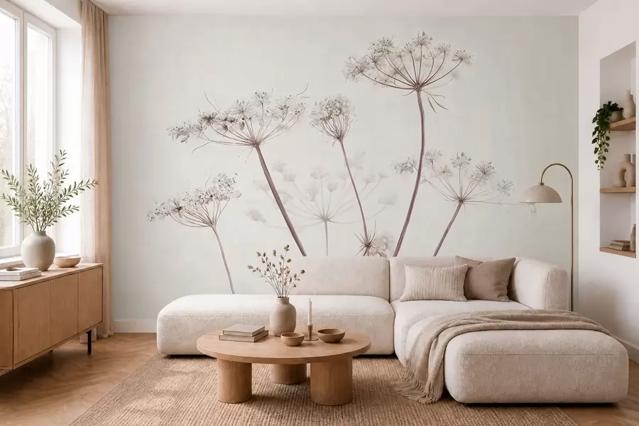 fototapet Umbele uscate pe un fundal minimalist, deschis la culoare w05543