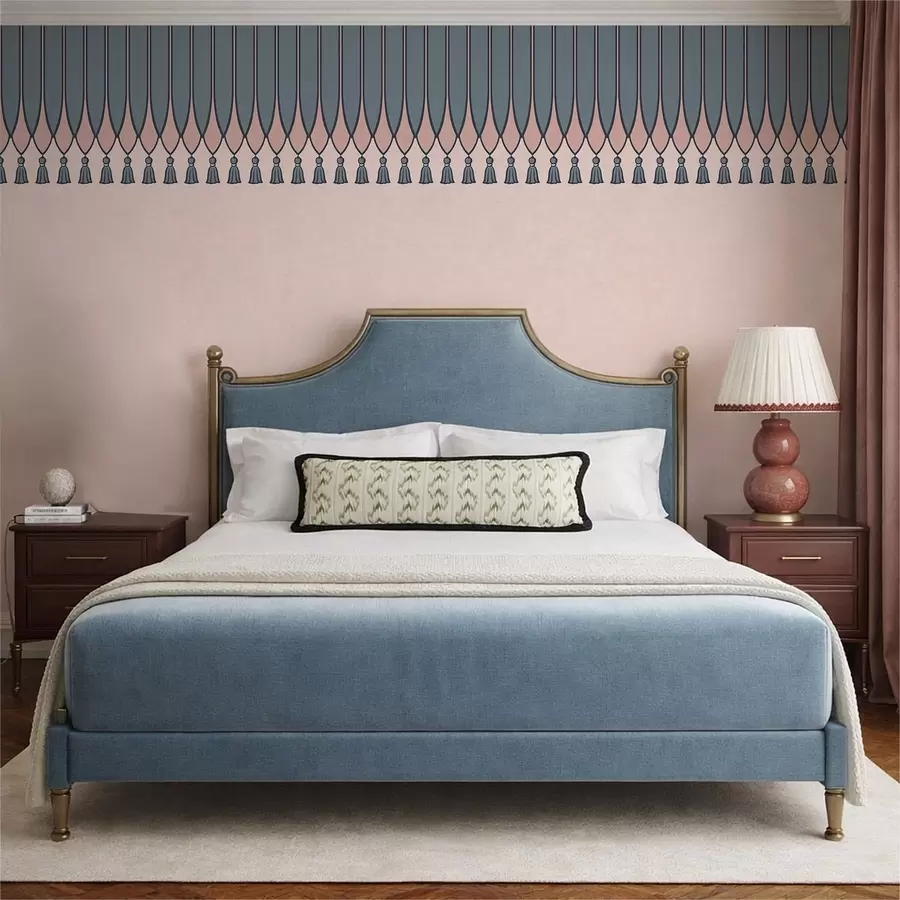fototapet Bordură decorativă cu ciucuri în nuanțe de roz și albastru w05544