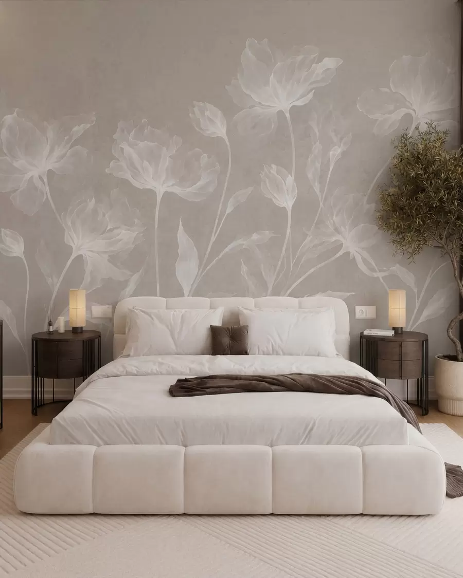 fototapet Flori elegante și aerisite, cu petale translucide dispuse în straturi, pe tulpini lungi și delicate w05579v1