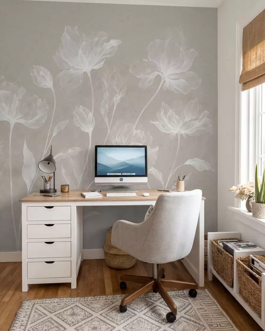 fototapet Flori elegante și aerisite, cu petale translucide dispuse în straturi, pe tulpini lungi și delicate w05579v1