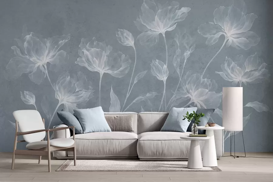 fototapet Flori elegante și aerisite, cu petale translucide dispuse în straturi, pe tulpini lungi și delicate w05579v2