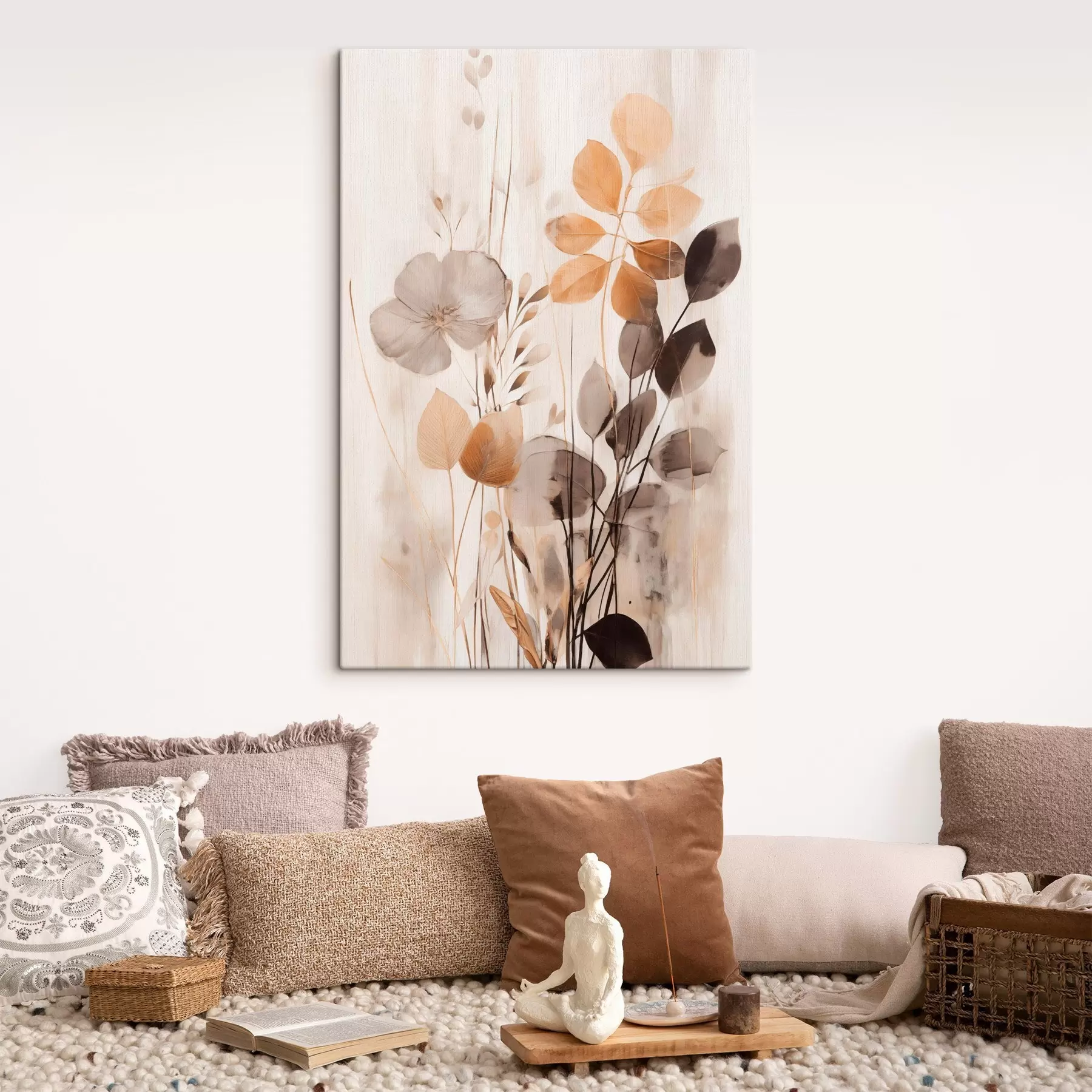 Tablouri Aranjament floral în nuanțe discrete de portocaliu și gri, artă abstractă s49147