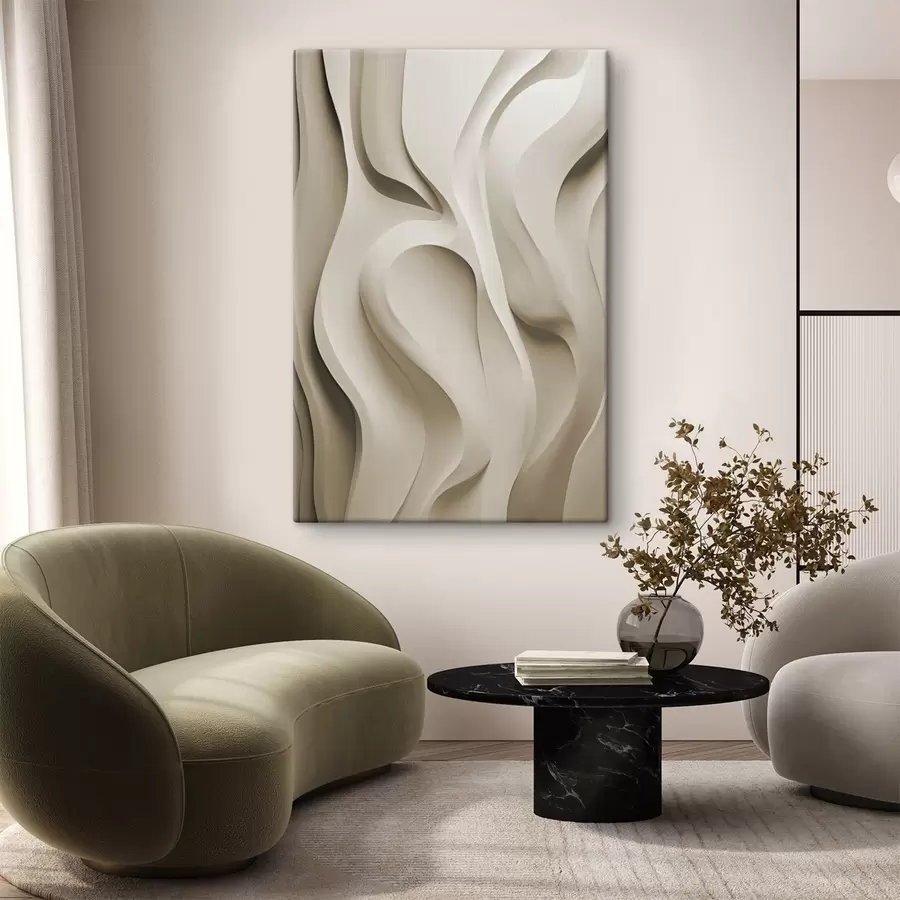 Tablouri Forme ondulate abstracte, de culoare bej, cu curbe delicate; artă modernă minimalistă s49149