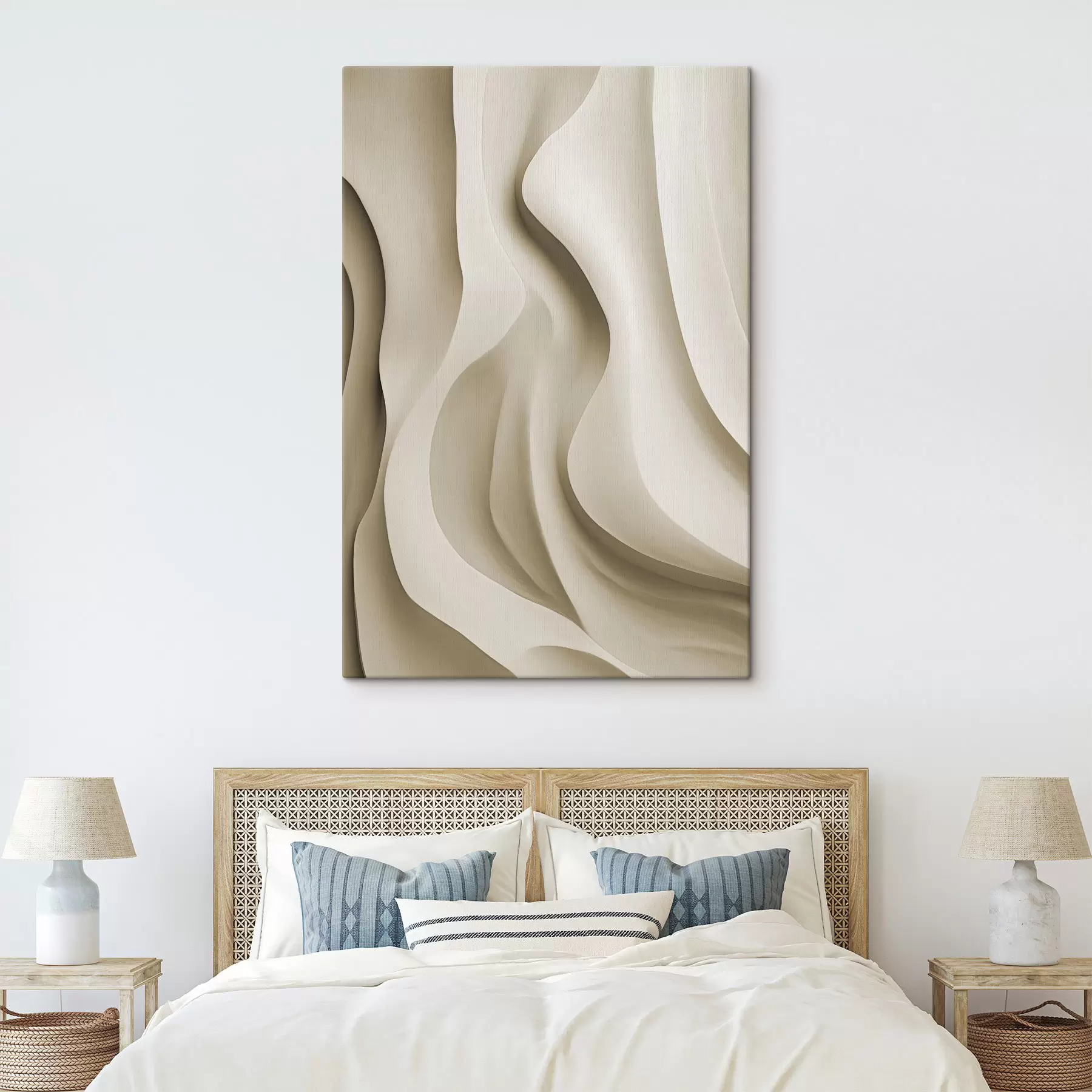 Tablouri Forme ondulate abstracte, de culoare bej, cu curbe delicate; artă modernă minimalistă s49150