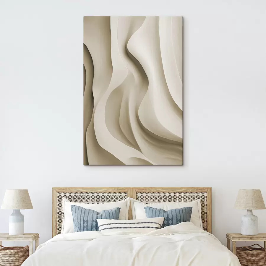 Tablouri Forme ondulate abstracte, de culoare bej, cu curbe delicate; artă modernă minimalistă s49150