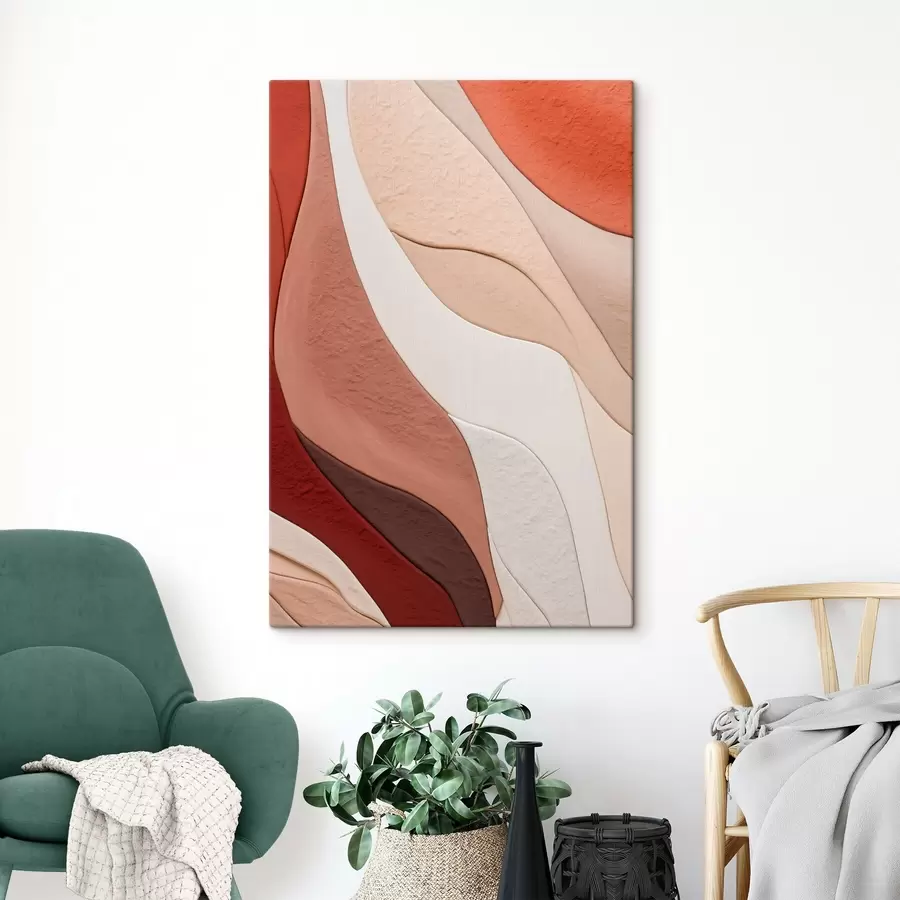 Tablouri Straturi abstracte, ondulate, de texturi în nuanțe de teracotă, bej și crem s49169