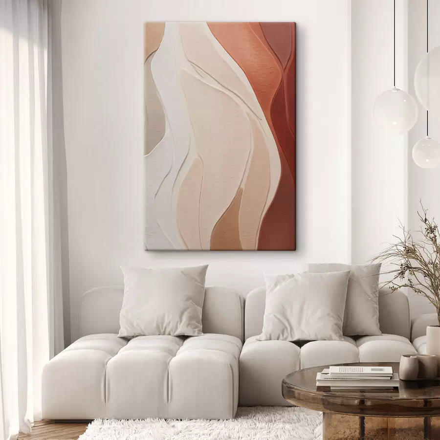Tablouri Straturi abstracte, ondulate, de texturi în nuanțe de teracotă, bej și crem s49170