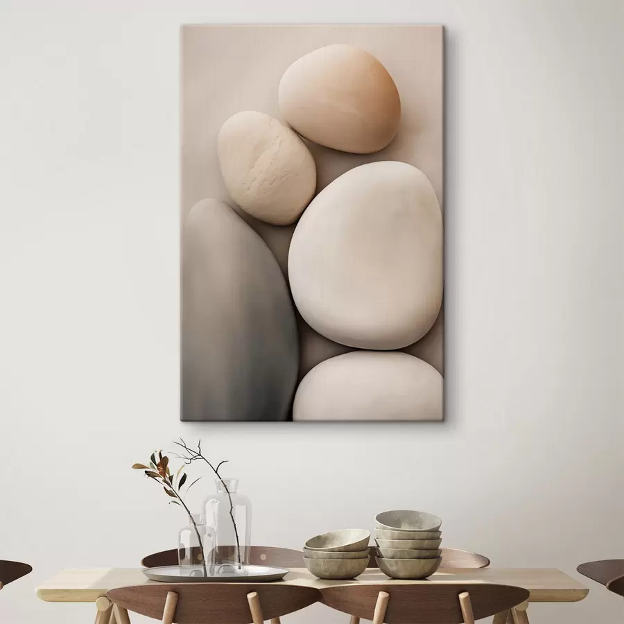 Tablouri Pietre netede, rotunjite, în diverse culori neutre, stil minimalist s49171