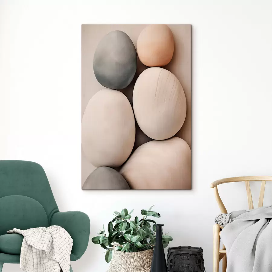 Tablouri Pietre netede, rotunjite, în diverse culori neutre, stil minimalist s49172