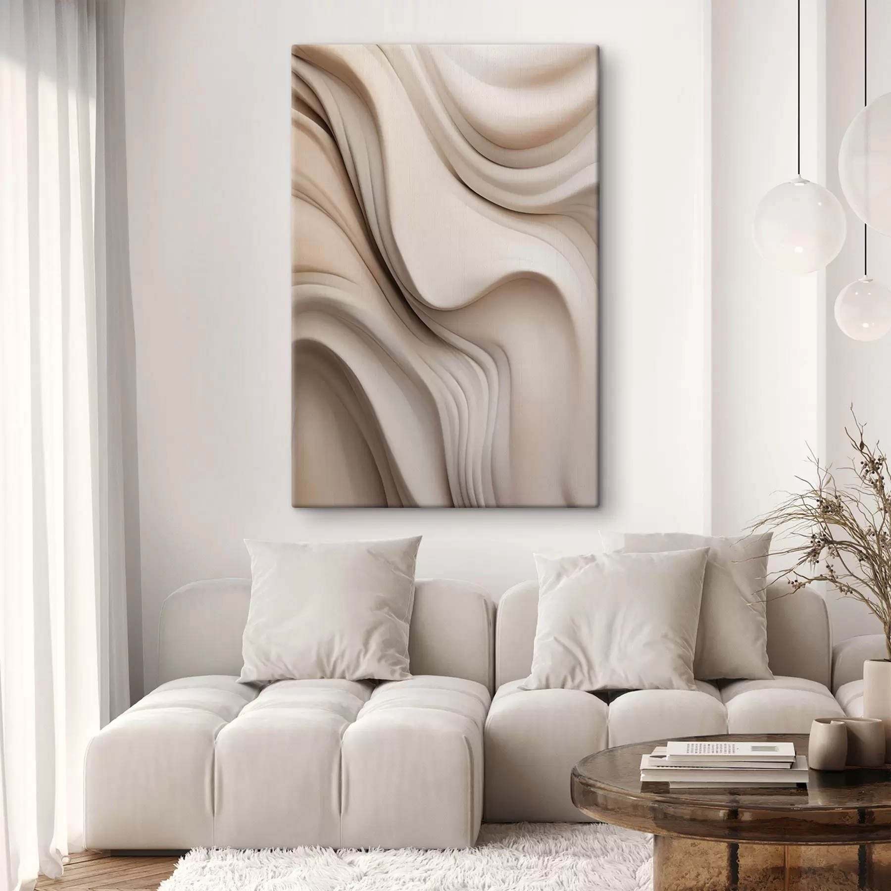 Tablouri Texturi abstracte, fluide, în nuanțe de crem și bej, cu umbre delicate s49176