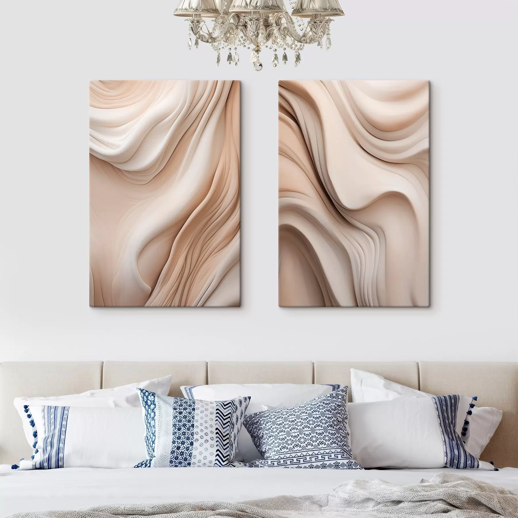 Tablouri Texturi abstracte, fluide, în nuanțe de crem și bej, cu umbre delicate m30484