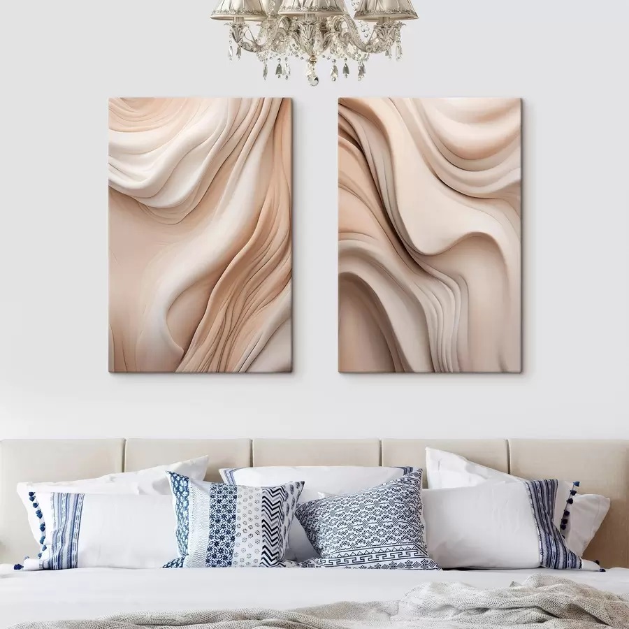 Tablouri Texturi abstracte, fluide, în nuanțe de crem și bej, cu umbre delicate m30484