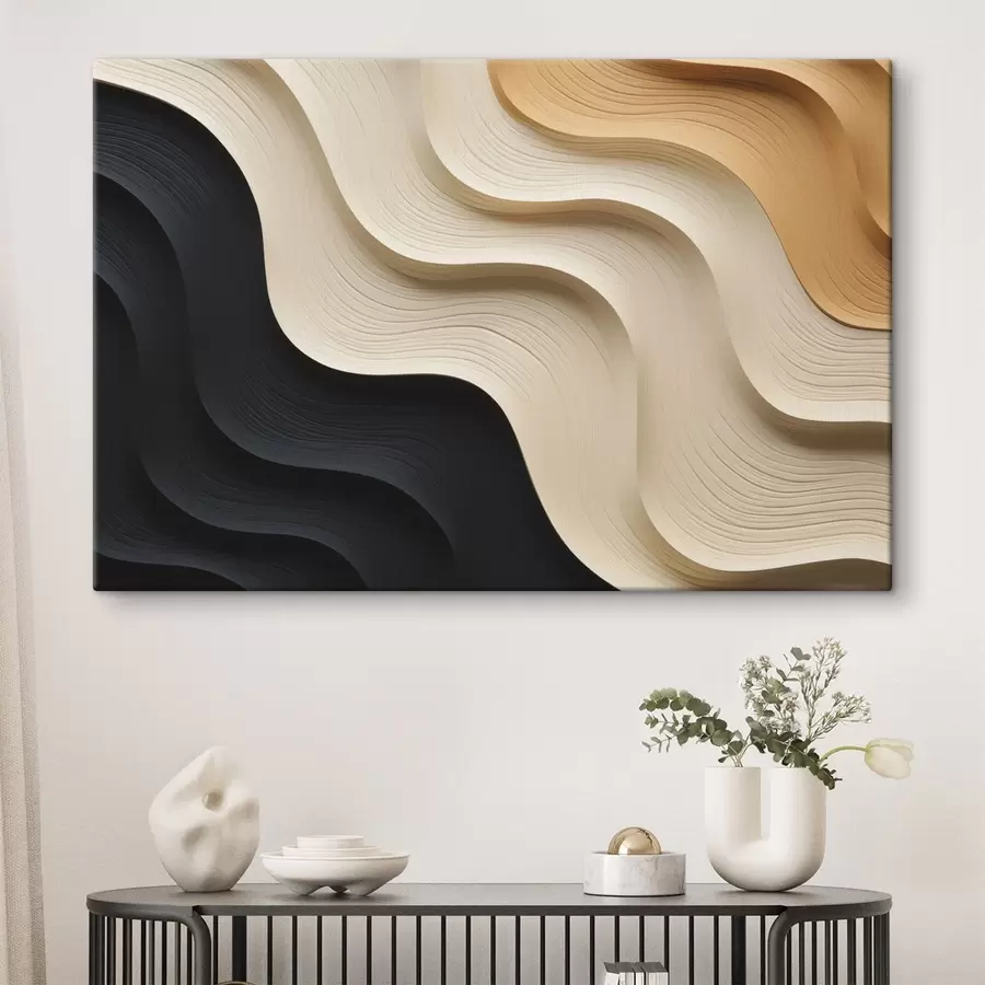 Tablouri Straturi abstracte, fluide, în nuanțe de bej și de întunecat s49179