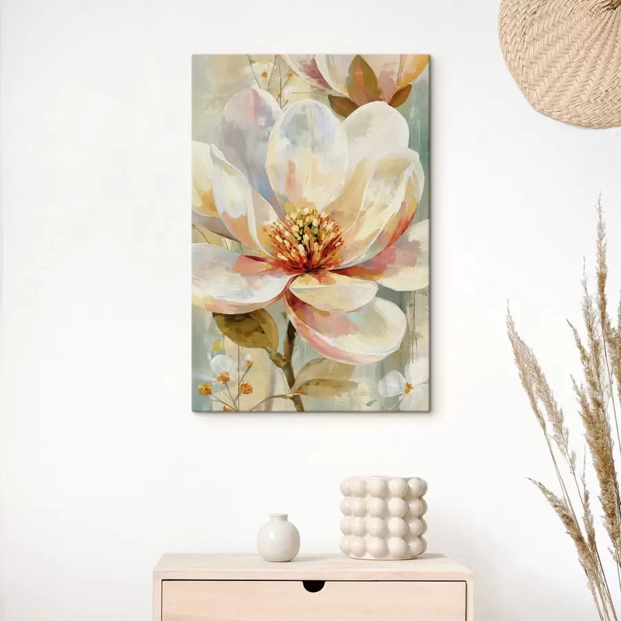 Tablouri O floare delicată, redată prin tușe de pensulă în culori pastelate s49182