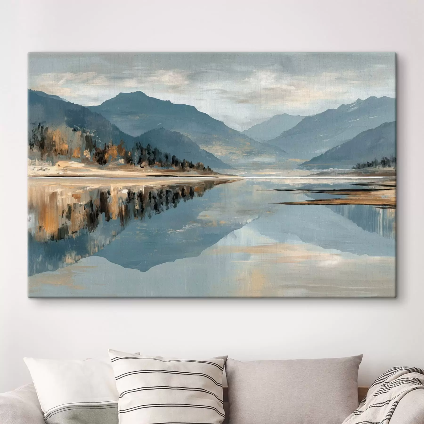 Tablouri Lac de munte în nuanțe delicate de albastru s49187
