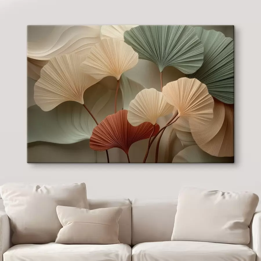 Tablouri Frunze de ginkgo în tonuri calde de pastel s49199