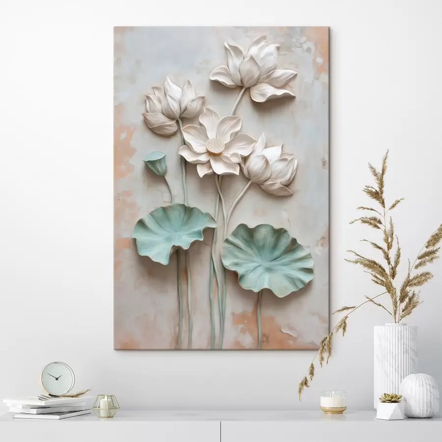 Tablouri Lotusuri palide în nuanțe delicate de pastel s49205