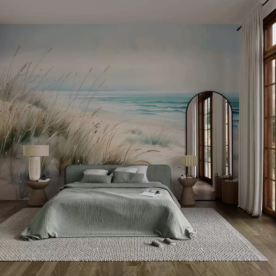 fototapet Plajă cu nisip, valuri și dune w05537