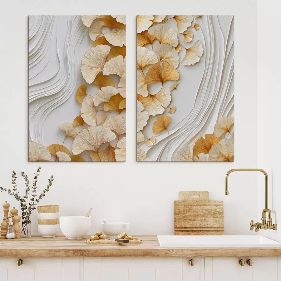 Tablouri O compoziție abstractă cu frunze de ginkgo m30396