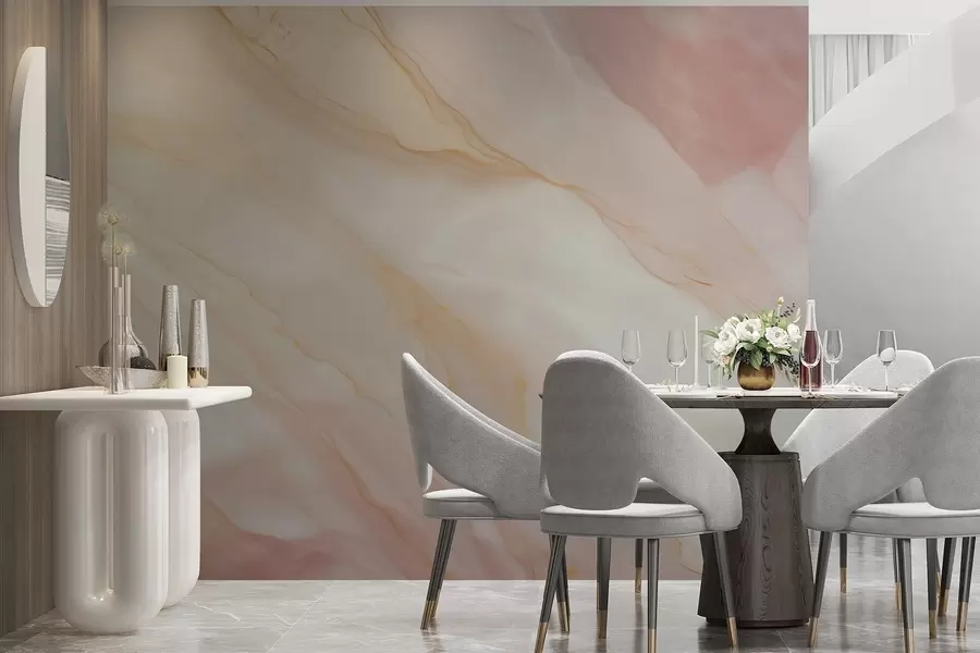 fototapet Imitare a unui model abstract cu textură de marmură, în nuanțe de roz și galben w05632