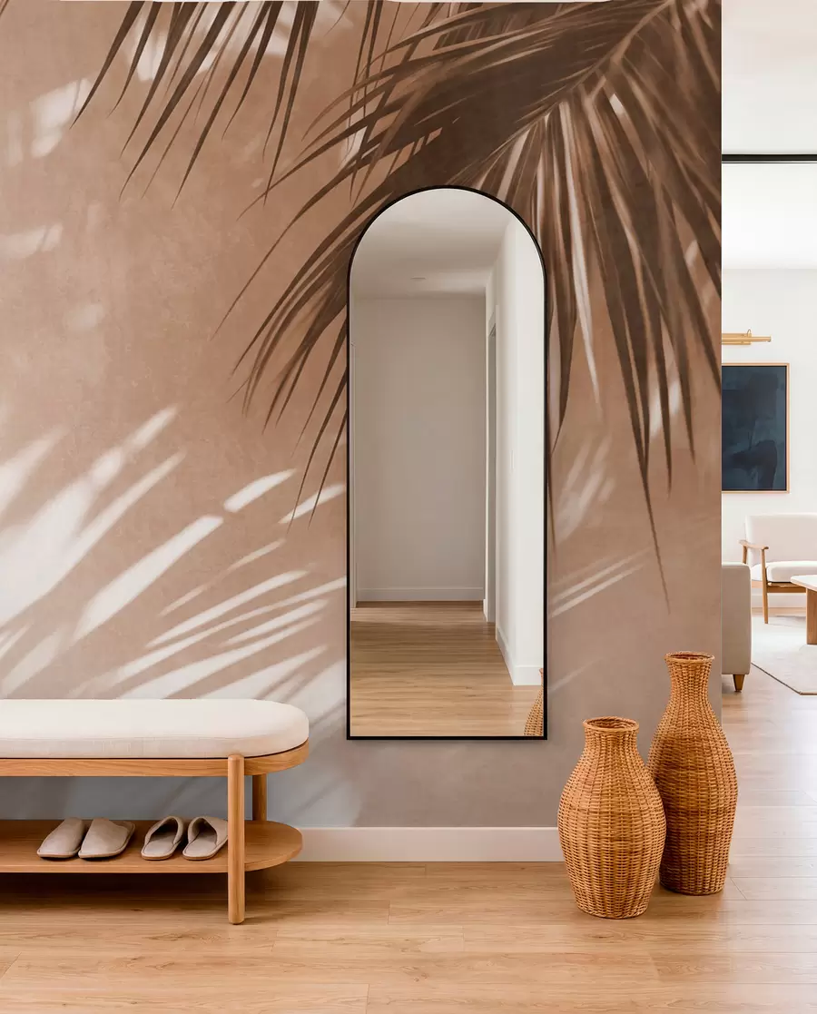 fototapet Frunze de palmier cu textură și umbre, o atmosferă tropicală, minimalism w09890