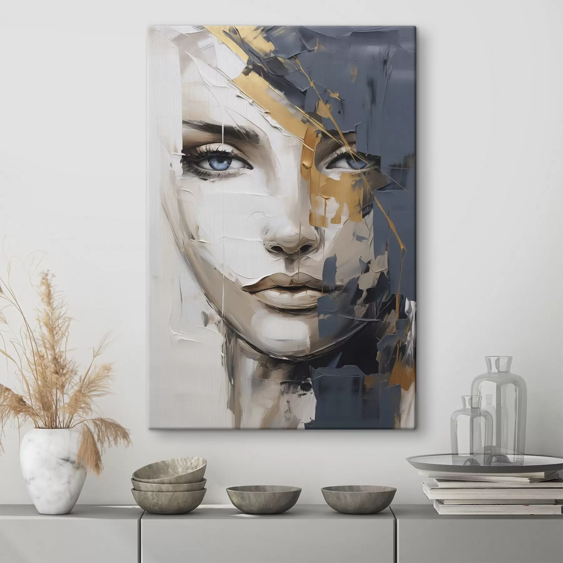 Tablouri Portret abstract al unei femei, imitație de pictură s49142