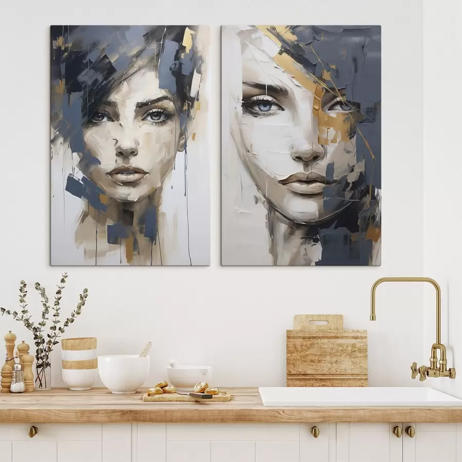 Tablouri Portret abstract al unei fete, imitație de pictură m30521