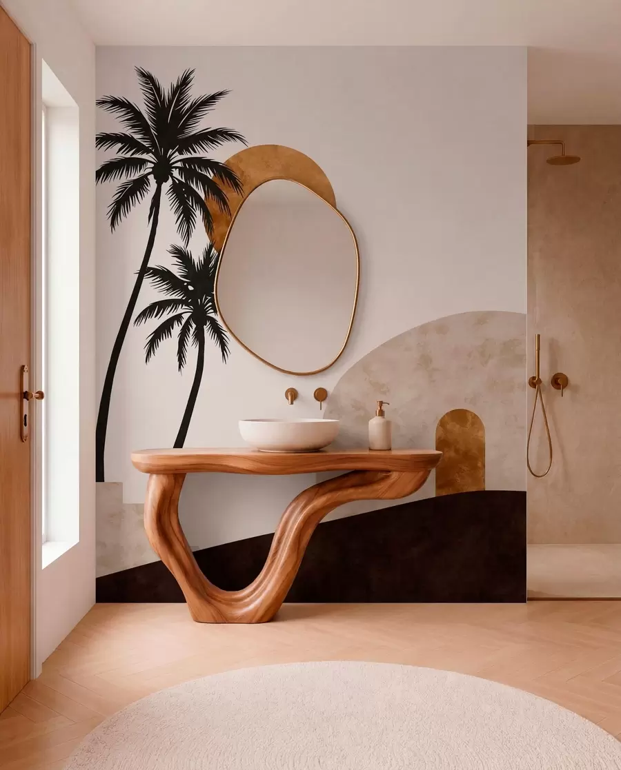 fototapet Palmieri și un arc sub soarele călduros w05547