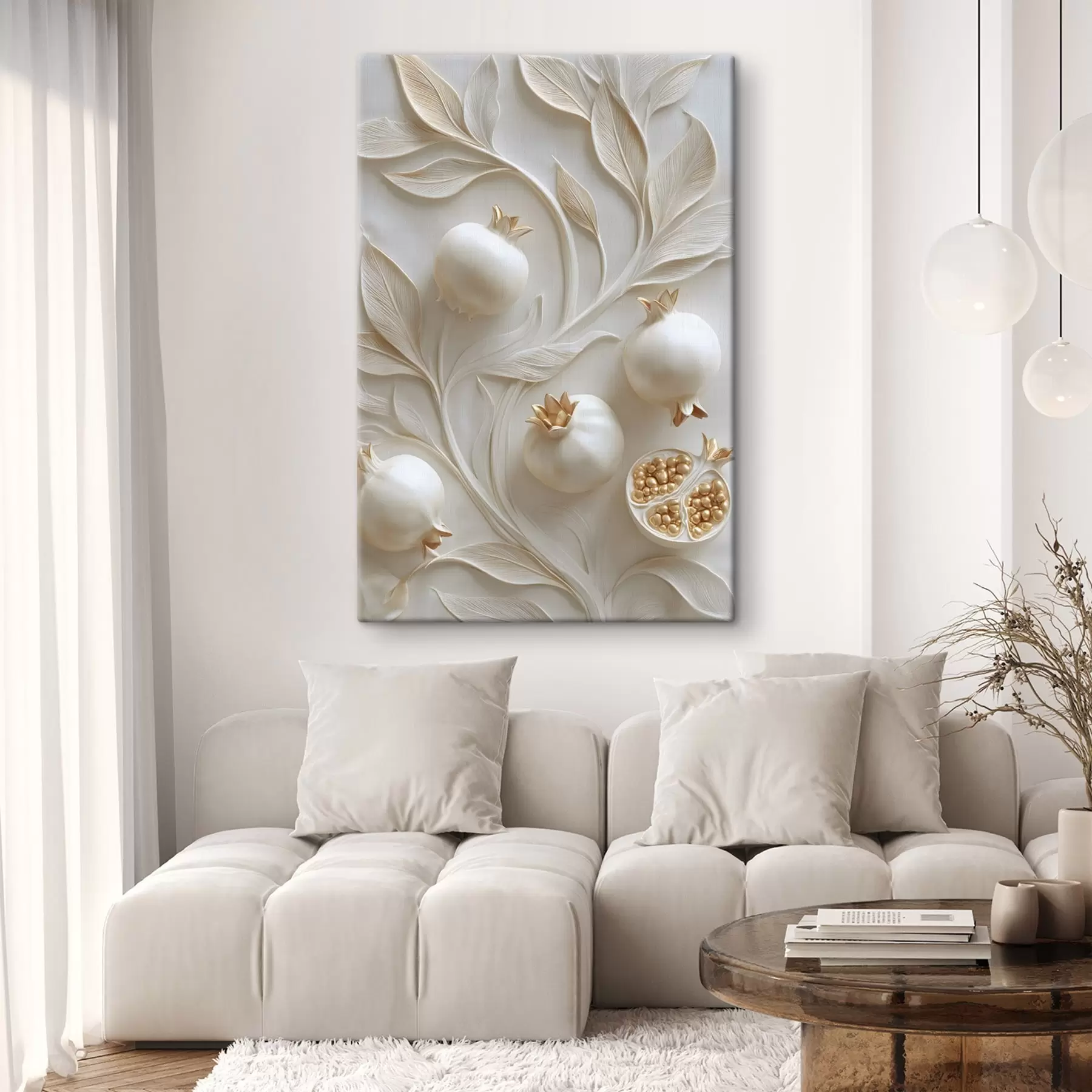 Tablouri Ramuri de rodie cu fructe, redate în stil basorelief s49237