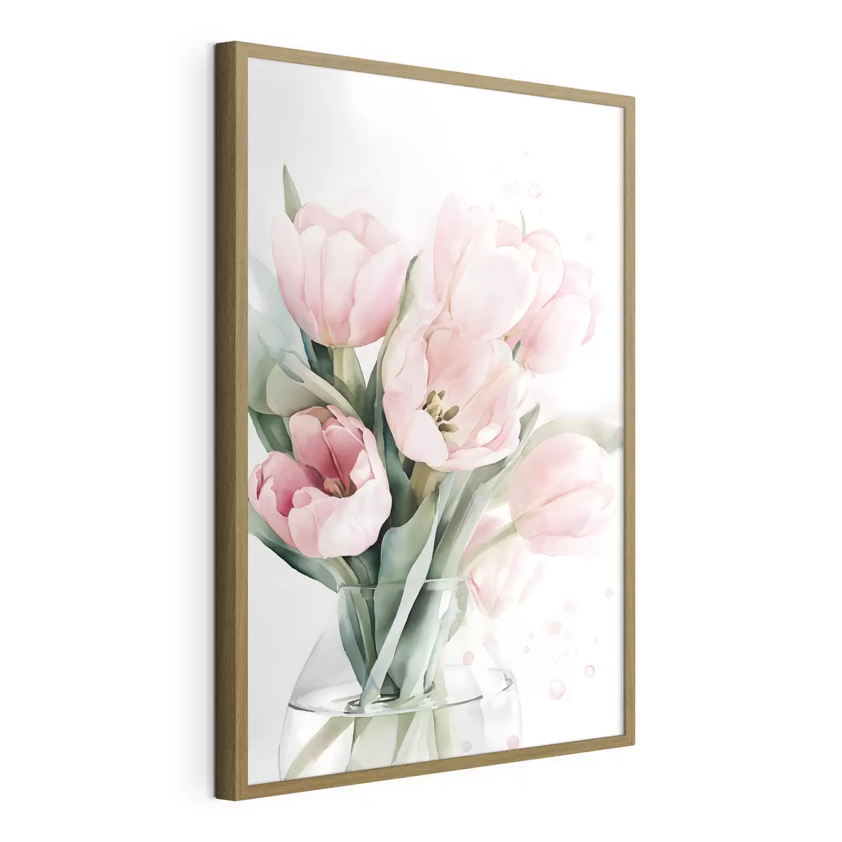 Poster Lalele roz delicate, în stil acuarelă f49225