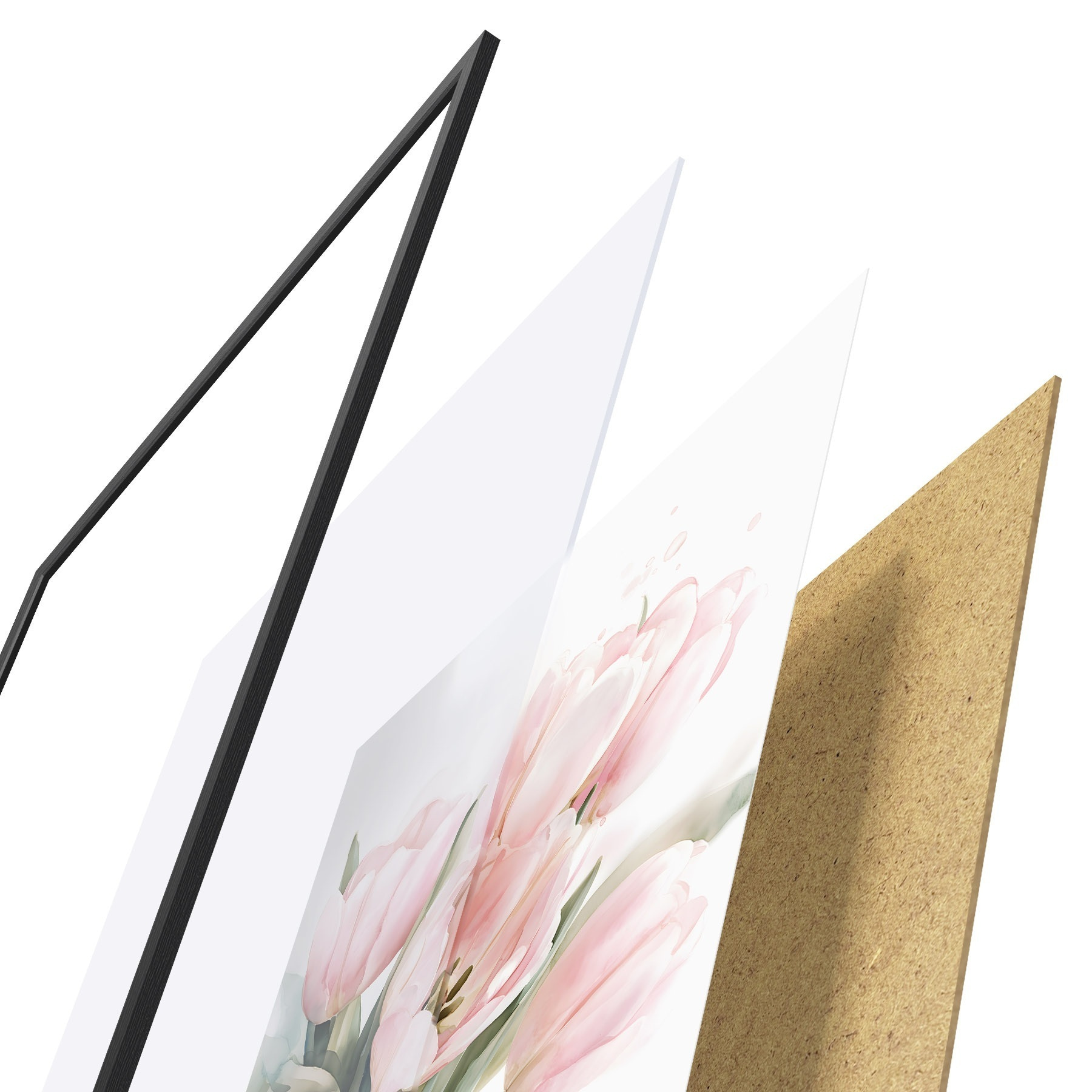 Poster Lalele roz delicate, în stil acuarelă f49225