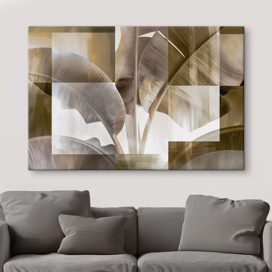 Tablouri O abstracție botanică modernă cu frunze de bananier s49350