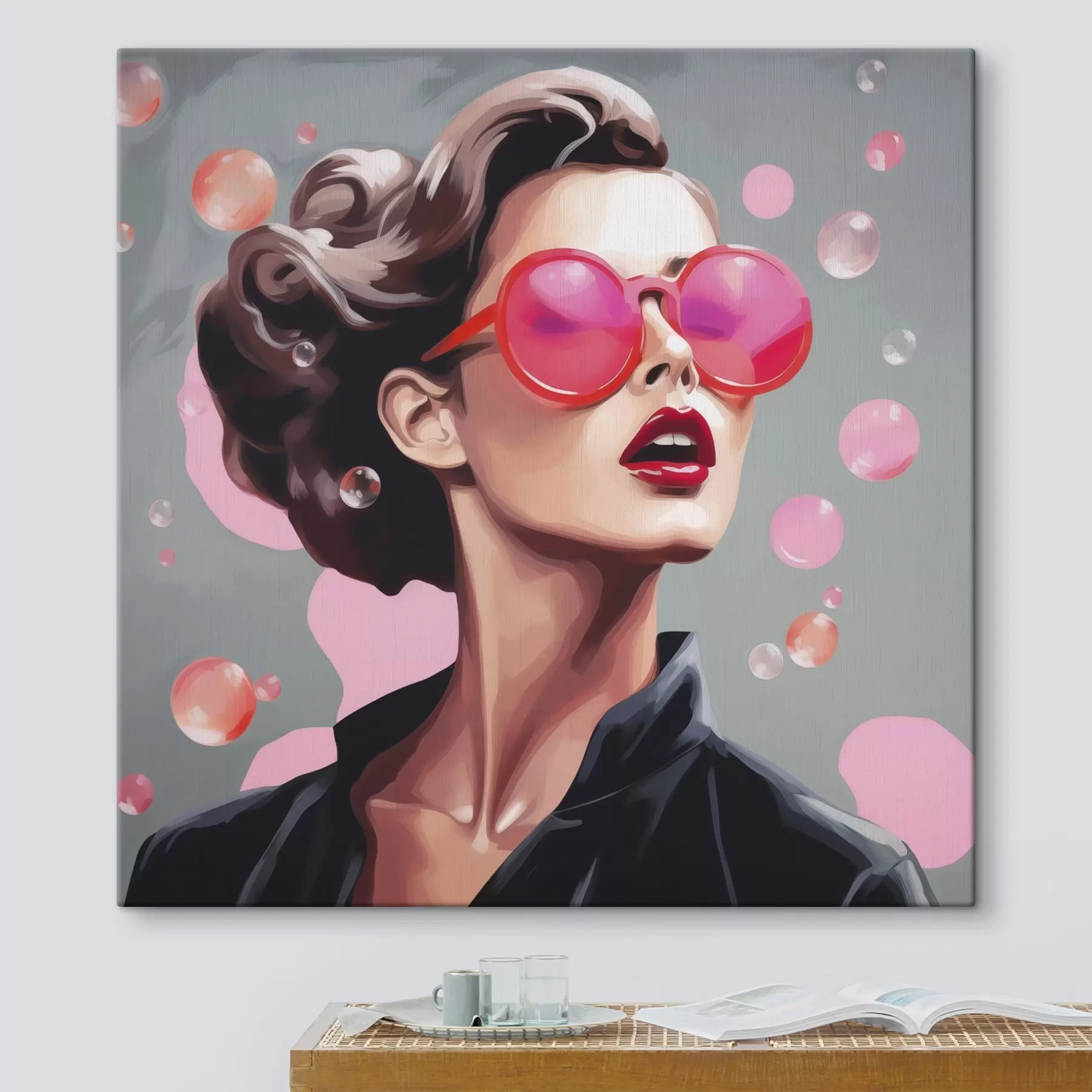 Tablouri Ilustrație care imită o fată cu ochelari de soare s49386
