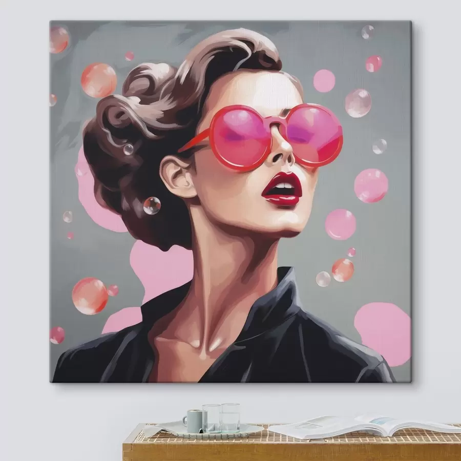 Tablouri Ilustrație care imită o fată cu ochelari de soare s49386