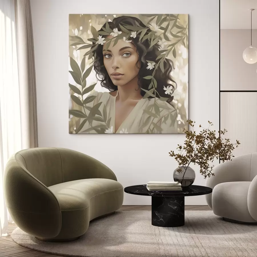 Tablouri Fată printre crengi – imitație de pictură s49393