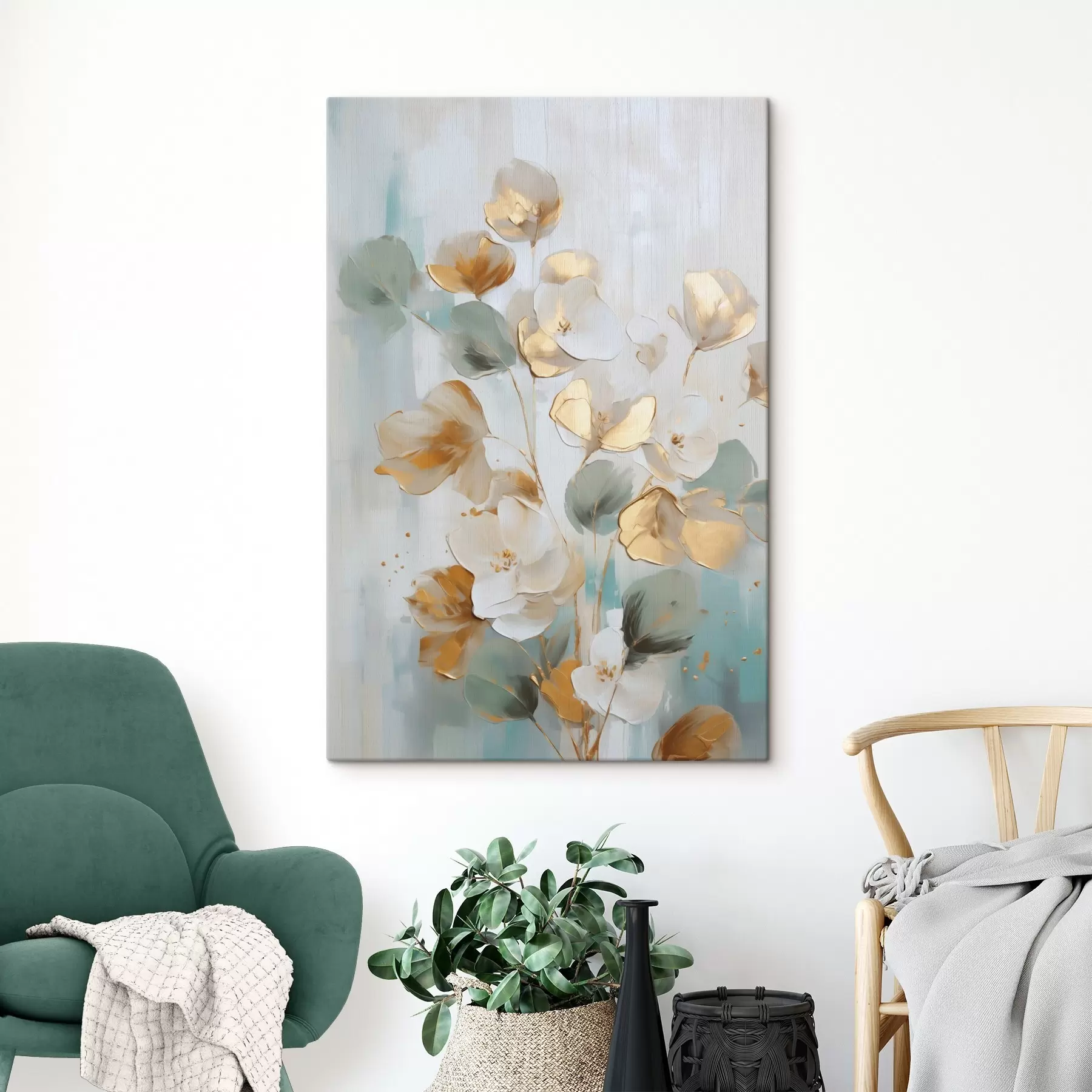 Tablouri Ramuri abstracte cu frunziș redat în stil pictural s49399