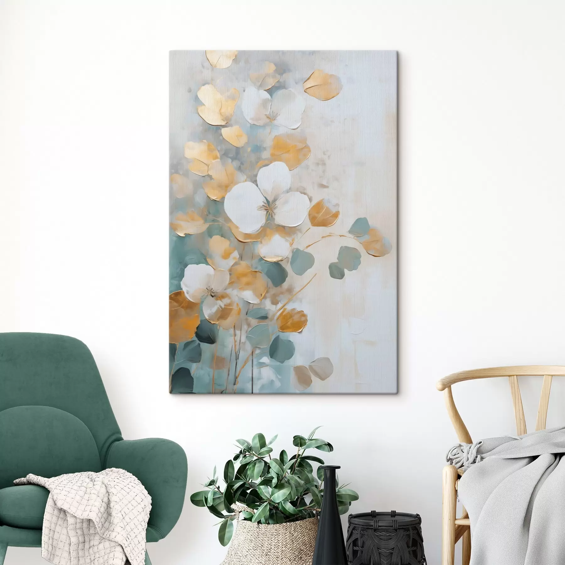 Tablouri Frunze abstracte imitație de pictură s49400