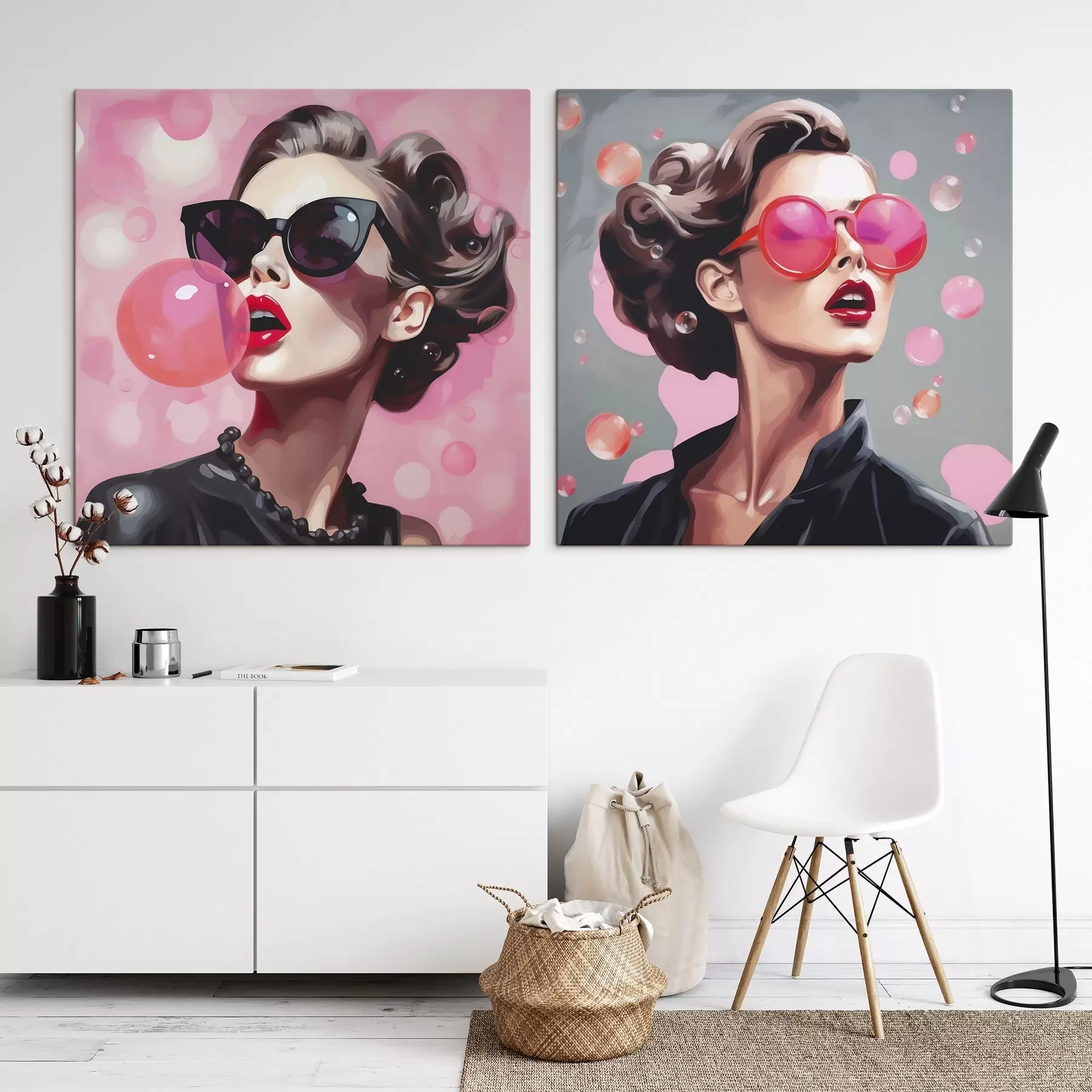 Tablouri Ilustrație care imită o fată cu ochelari de soare m30551