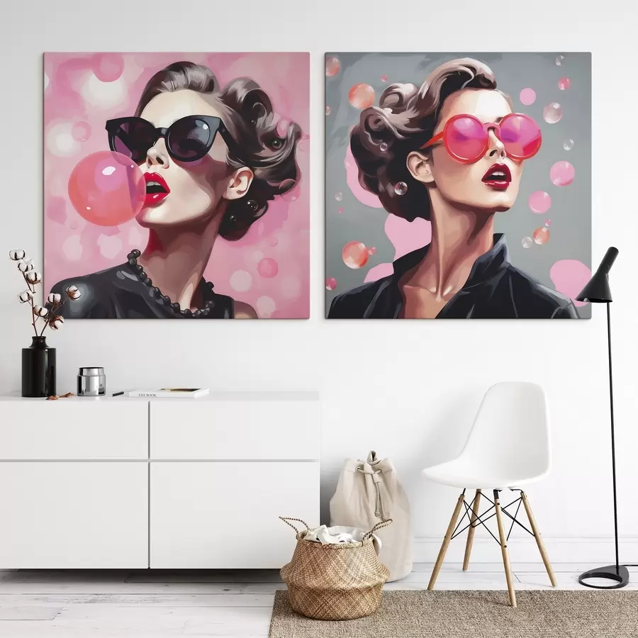 Tablouri Ilustrație care imită o fată cu ochelari de soare m30551