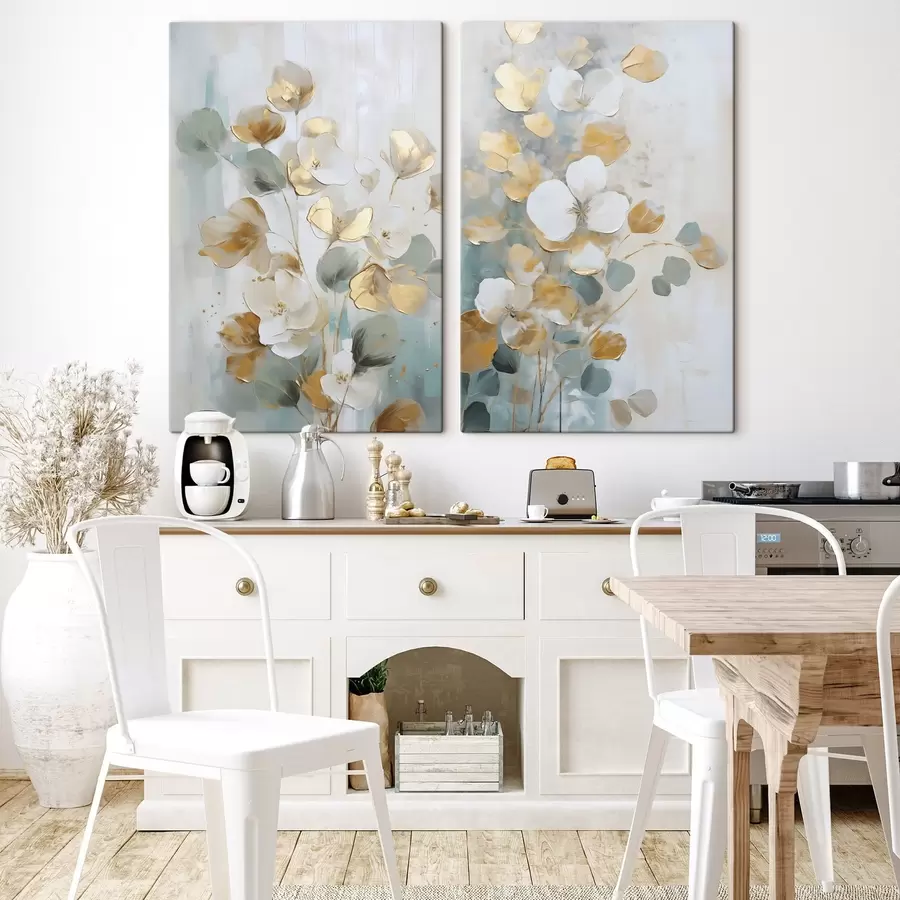 fototapet Ramuri abstracte cu frunziș redat în stil pictural m30558