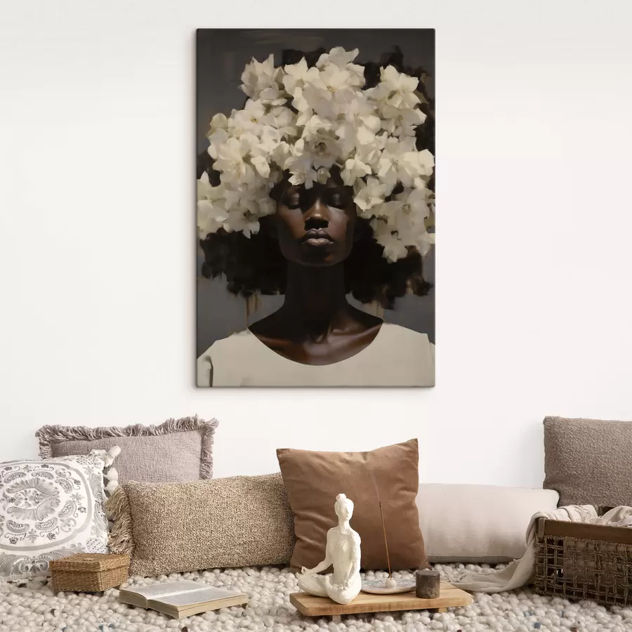 Tablouri Femeie cu flori albe s49455