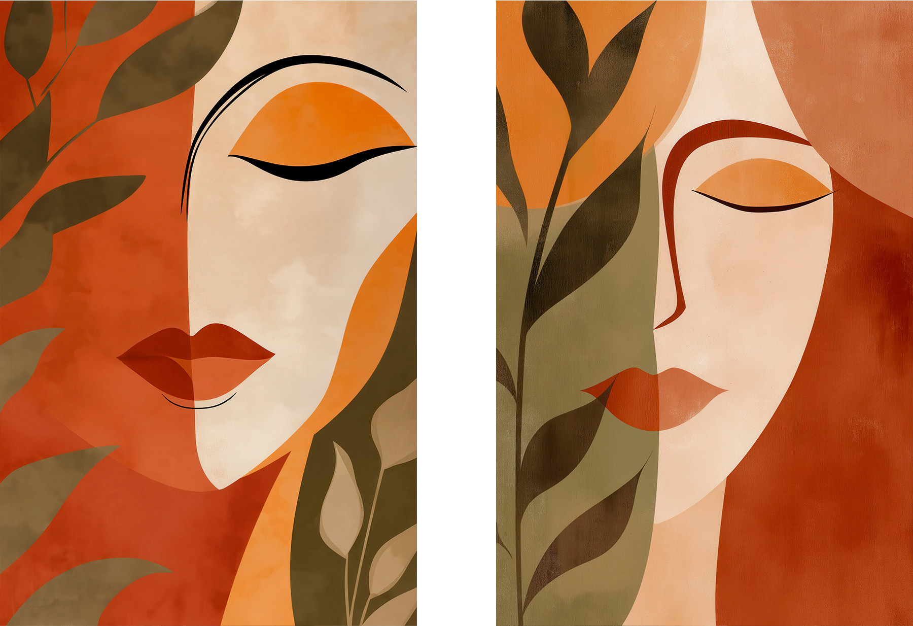 Tablouri Fețe abstracte cu frunze № m30566 Uwalls
