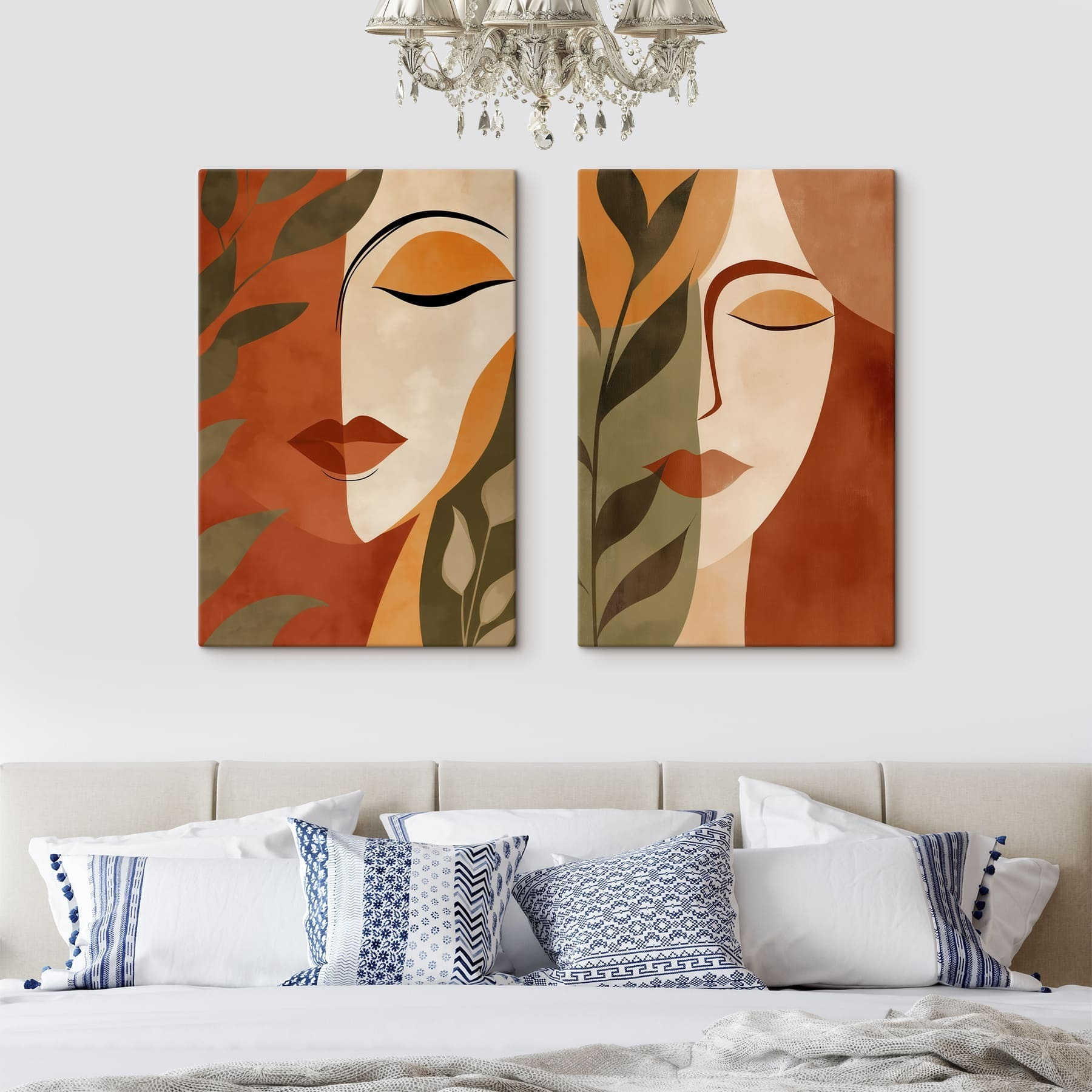 Tablouri Fețe abstracte cu frunze № m30566 Uwalls