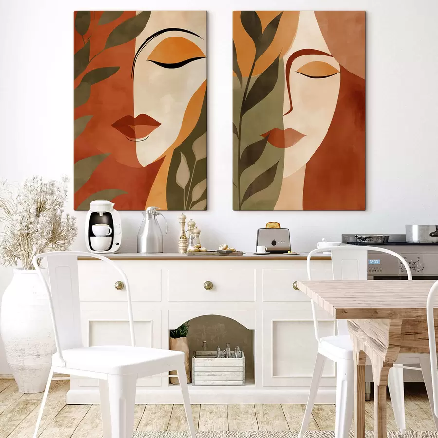 fototapet Fețe abstracte cu frunze m30566
