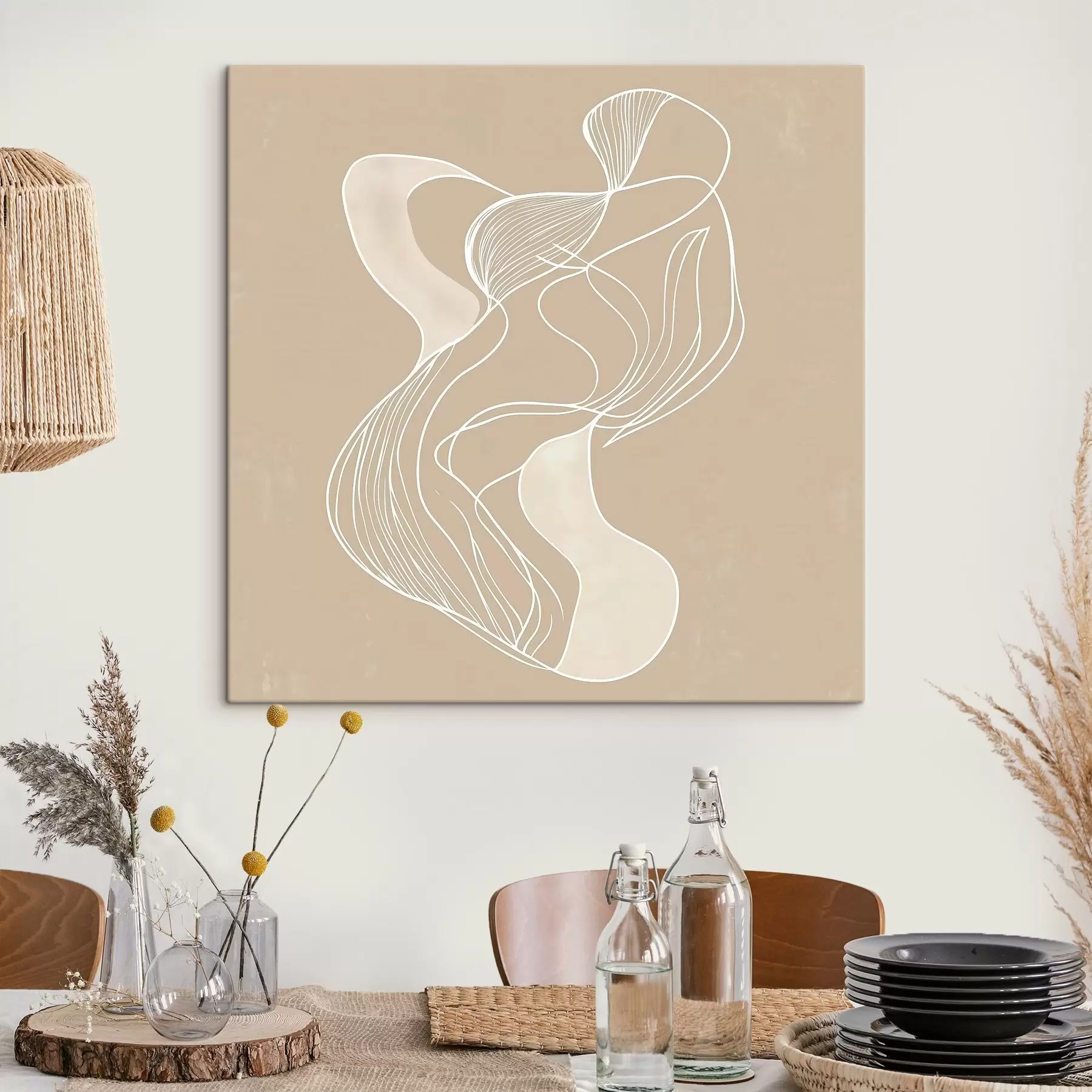 Tablouri Motiv abstract elegant, format din linii subțiri, în stilul artei contemporane s48876